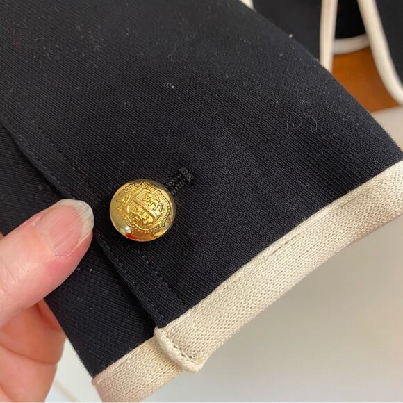 Talbots Military Jacket Gold Buttons Black W/ White Trim Jacket Women’s Sz 2 - Picture 4 of 16